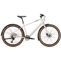 Kona Dew Deluxe 27.5 Urban Bike  2023 X-Large - Gloss Porcelain w/ Charcoal & Cyan Decals